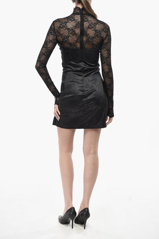 JEANS COUTURE Satin Sheath Dress With Lace Detail