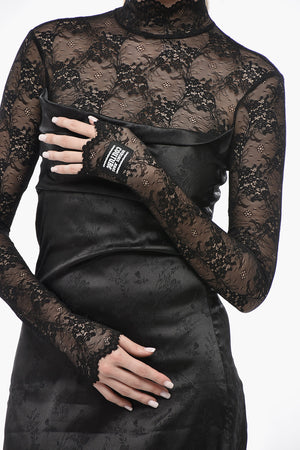 JEANS COUTURE Satin Sheath Dress With Lace Detail