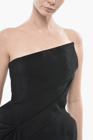 Minidress Asimmetrico Senza Spalline con Drappo