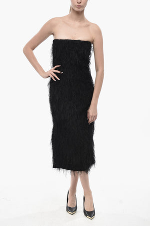 Eyelash-Fabric Strapless Sheath Dress
