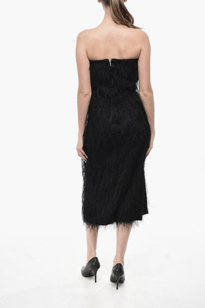 Eyelash-Fabric Strapless Sheath Dress