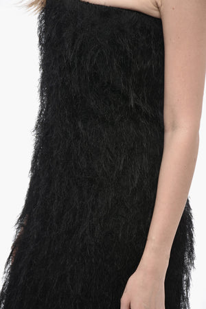Eyelash-Fabric Strapless Sheath Dress