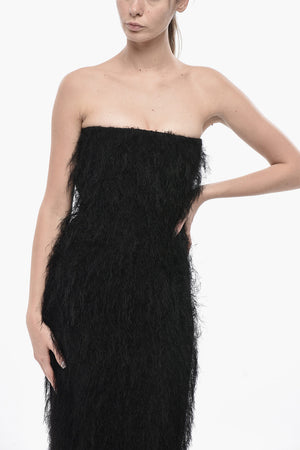 Eyelash-Fabric Strapless Sheath Dress