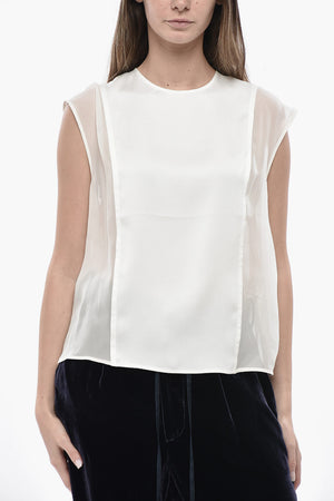 Top aus Satin mit Chiffon-Details