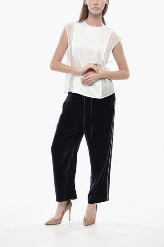 Top aus Satin mit Chiffon-Details