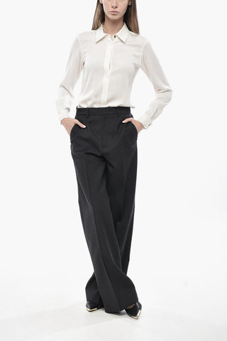 Wool Twill Straight-Leg Trousers