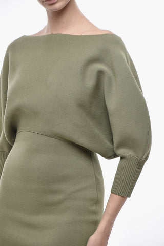 Knit Sheath Dress With 3/4 Batwing Sleeves
