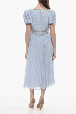 Vestito Midi Plissè con Motivo Lurex