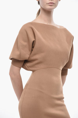 Knit Sheath Dress With 3/4 Batwing Sleeves