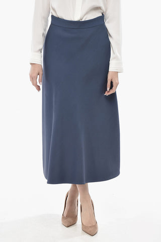 Wool and Silk Midi Flared Skirt