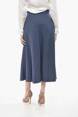 Wool and Silk Midi Flared Skirt