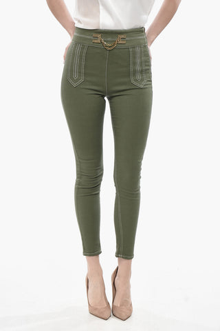 Stretch Cotton Trousers with Exposed Seams