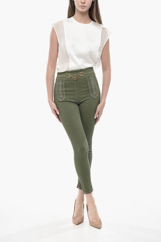 Stretch Cotton Trousers with Exposed Seams