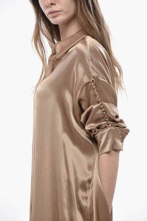 Silk Satin Shirtdress With Chain Detail