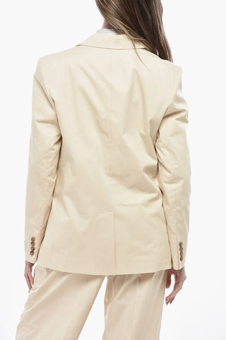 Oversized Cotton Blazer with Side Slits