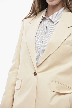 Oversized Cotton Blazer with Side Slits