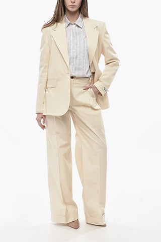 Oversized Cotton Blazer with Side Slits