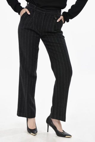 Pinstripe Wool-Blend Trousers