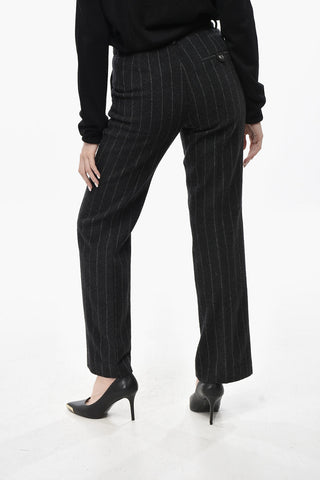 Pinstripe Wool-Blend Trousers