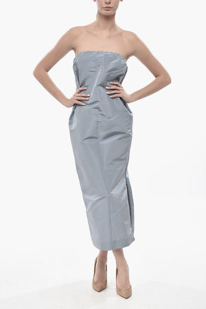 Silk Organza Strapless Sheath Dress With Side Slits