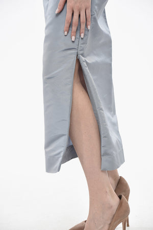 Silk Organza Strapless Sheath Dress With Side Slits