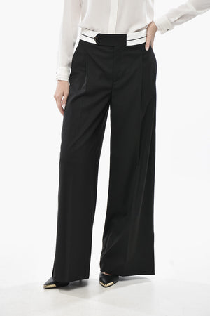 Pantaloni ad 1 Pince con Banda in Vita a Contrasto
