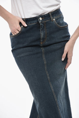 Longuette in Denim con Pince Porteriore