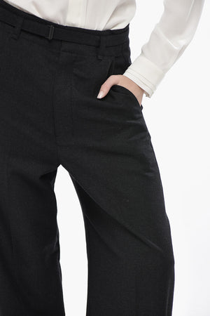 Cashmere-Blend High-Waisted Trousers with Belt