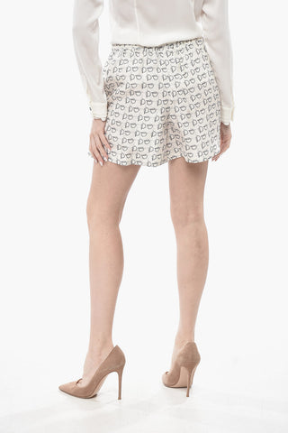 Printed Silk Shorts With Elastic Waist
