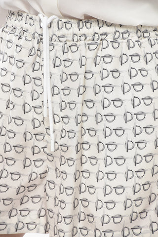 Printed Silk Shorts With Elastic Waist
