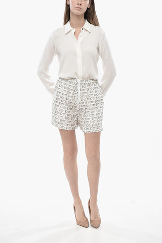 Printed Silk Shorts With Elastic Waist