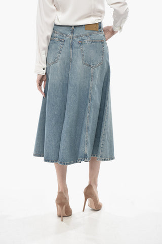 Denim Midi Flared Skirt