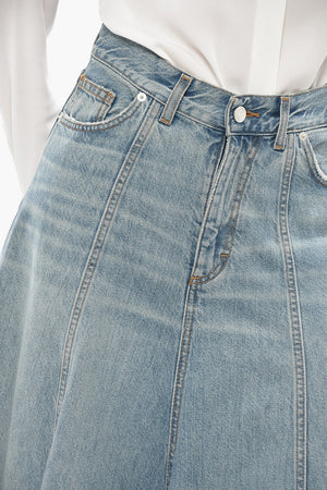 Denim Midi Flared Skirt