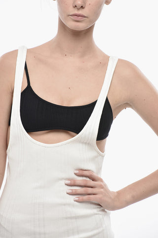 Zweifarbiges Kleid BRA aus gerippter Baumwolle