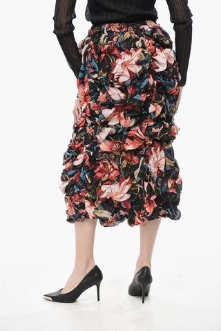 Drapierter Midirock mit Blumenmuster