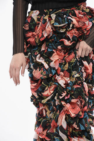 Drapierter Midirock mit Blumenmuster