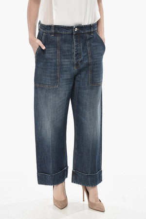 Denim Oversized Cropped-Fit Jeans Dark Wash 25cm