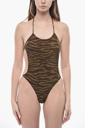 Zebra-Print Bare-Back Swimsuit