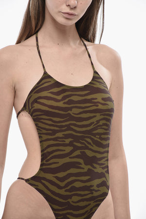 Zebra-Print Bare-Back Swimsuit