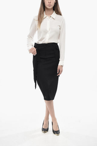 더블 원단 드레이프 펜슬 스커트