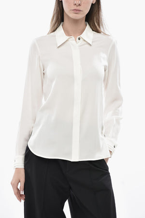 Seidenchiffon-Bluse NOREL mit Doppelkragen