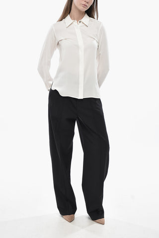Seidenchiffon-Bluse NOREL mit Doppelkragen