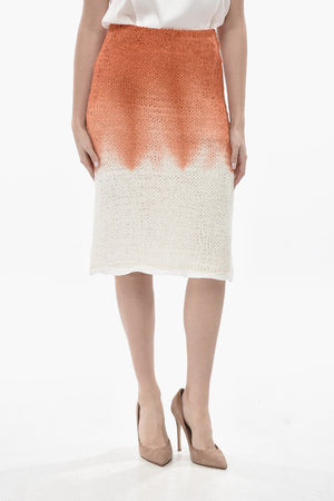 Gonna a Tubino in Maglia con Motivo Degradè