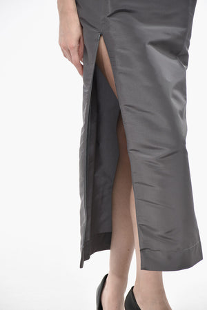 Tubino Senza Spalline in Organza di Seta con Spacchi Laterali