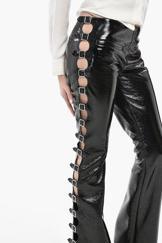 Eco-Patent Trousers with Lace-Up Sides