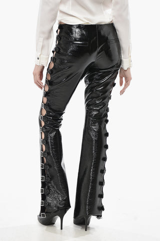 Eco-Patent Trousers with Lace-Up Sides