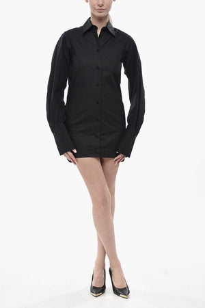 Hemdblusenkleid aus Popeline mit Ton-in-Ton-Logo