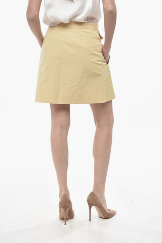 Cotton-Blend Trapeze Multi-Pocket Miniskirt