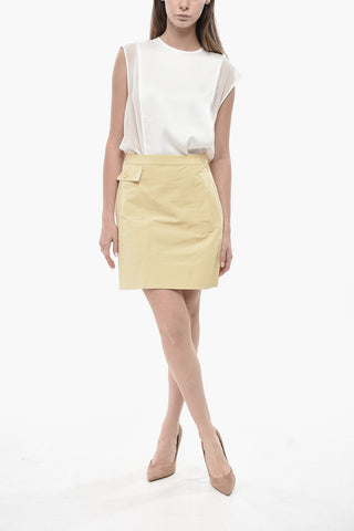 Cotton-Blend Trapeze Multi-Pocket Miniskirt