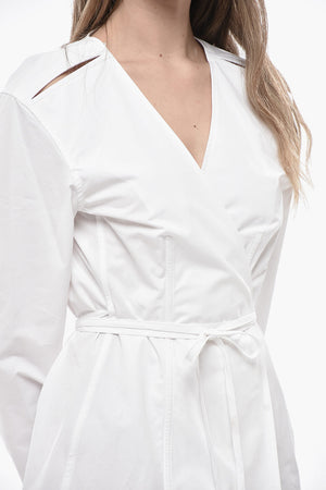 V넥 코튼 포플린 셔츠 드레스